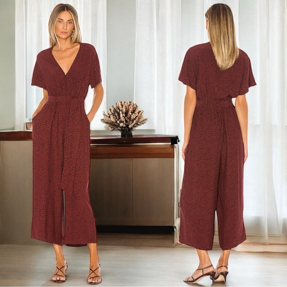 Rails Jet Jumpsuit in Rust Spotted Chocolate Brown and Black Women’s Size‎ S